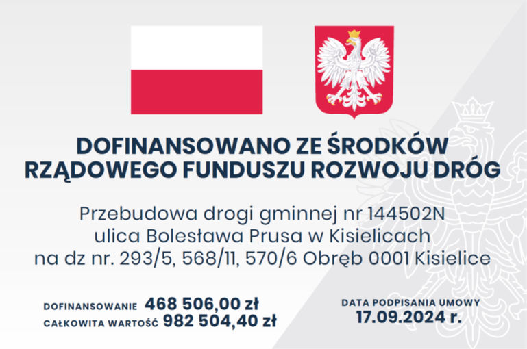 Przebudowa drogi gminnej nr 144502N ulica Bolesława Prusa w Kisielicach  na dz. nr. 293/5, 568/11, 570/6 Obręb 0001 Kisielice